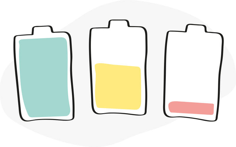 Illustration tre batterier