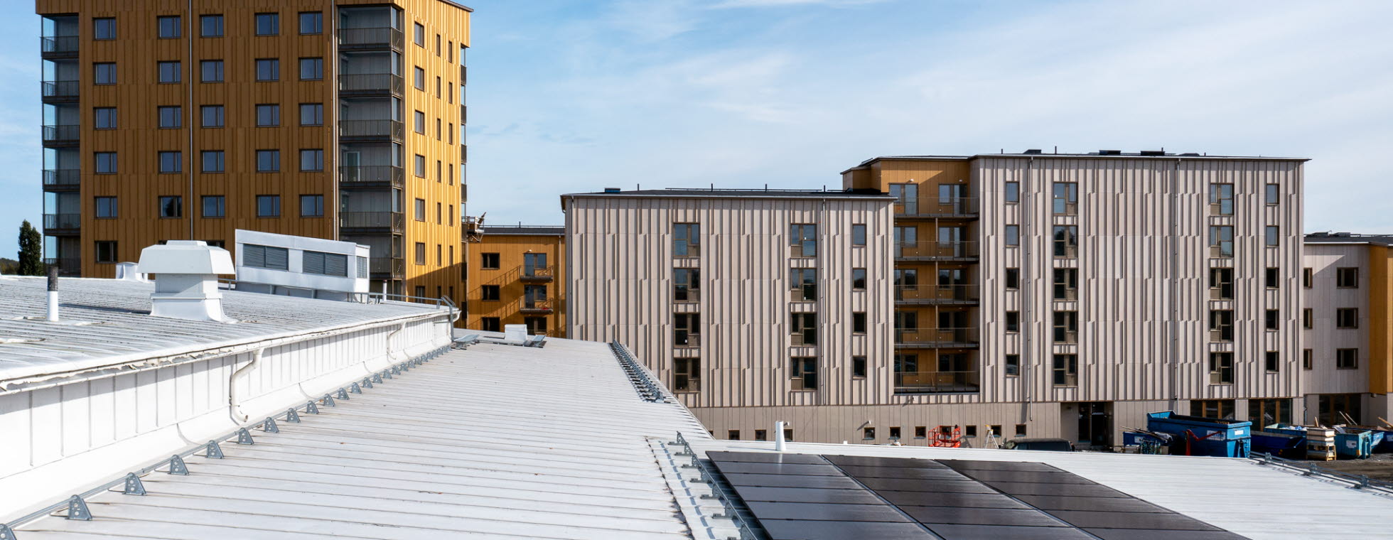 Solceller på tak i centrala Skellefteå